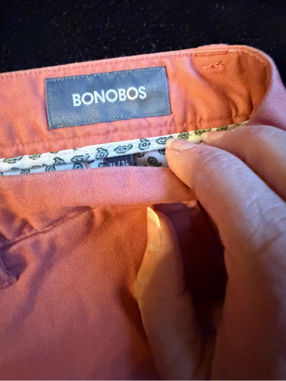 Bonobos men’s straight chino pants salmon color  size 34 x 34 golf casual - Picture 3 of 12